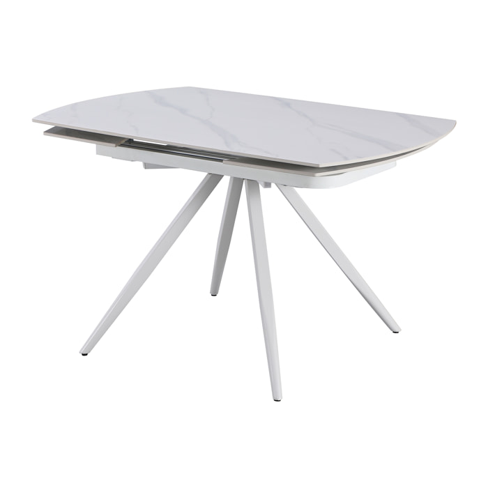 Tavolo Florida Bianco C/Venature/Gambe Bianche