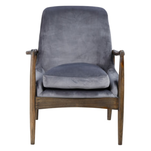 Fauteuil velours gris