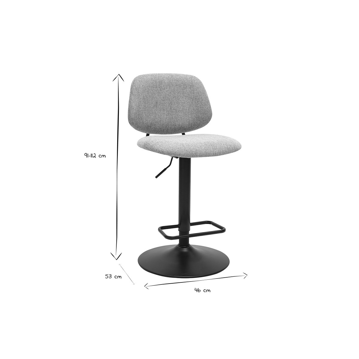 Tabourets de bar relevables design en tissu effet velours texturé vert céladon et métal noir BARNET (lot de 2)