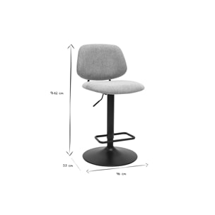 Tabourets de bar relevables design en tissu effet velours texturé vert céladon et métal noir BARNET (lot de 2)