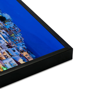 Affiche encadrée port méditerranéen de nuit Affiche + cadre en métal - Noir