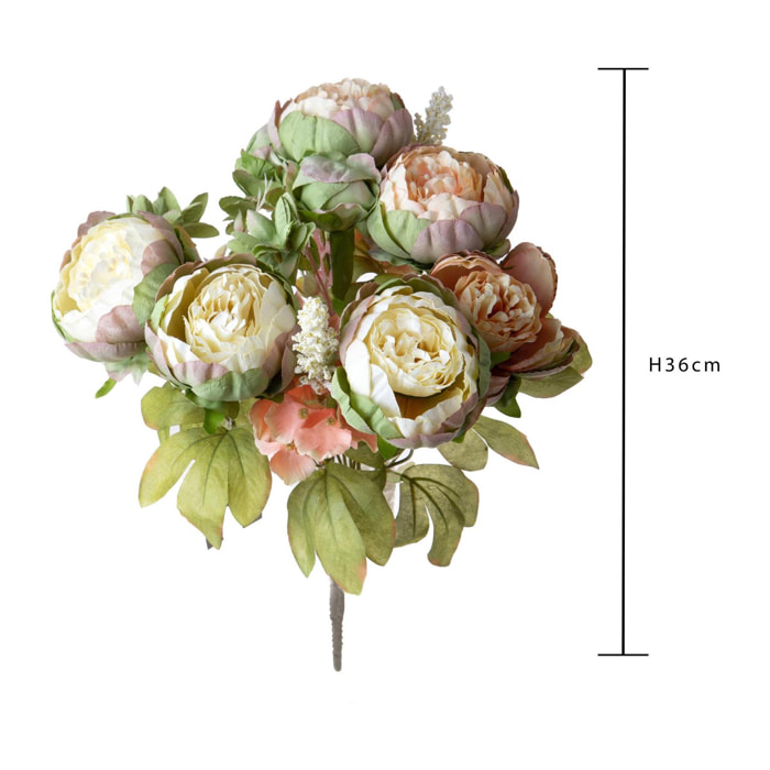 Bouquet Di Peonie Composto Da 12 Fiori. Altezza 36 Cm - Pezzi 3 - 22X36X22cm - Colore: Bianco - Bianchi Dino - Fiori Artificiali