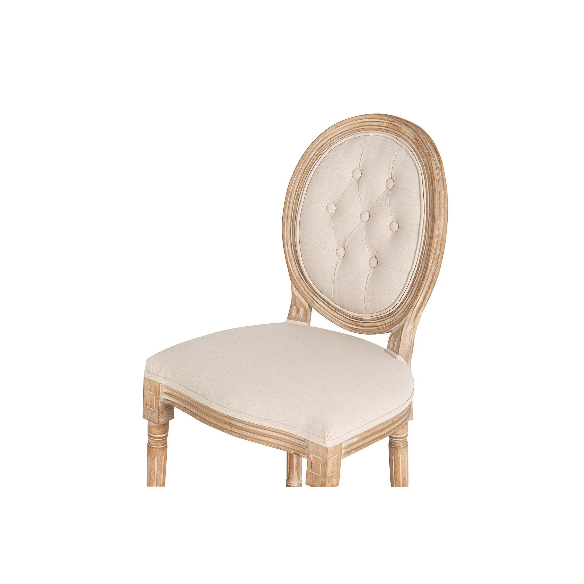 Silla Lino Capitone Patas Roble Kd 48x46x96cm