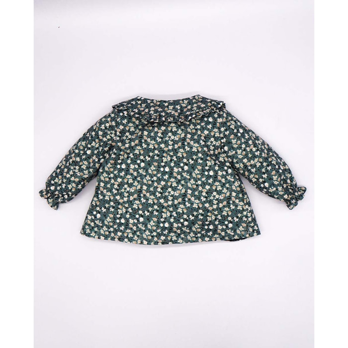 BLUSA ABOTONADA FLORES AZUL