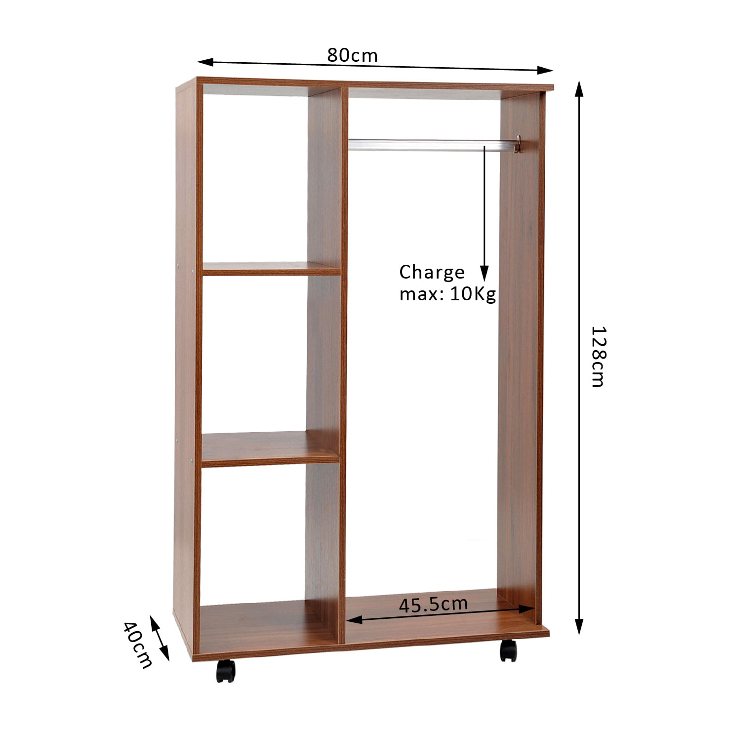 Armoire penderie armoire de rangement mobile panneaux de particules coloris chêne moyen