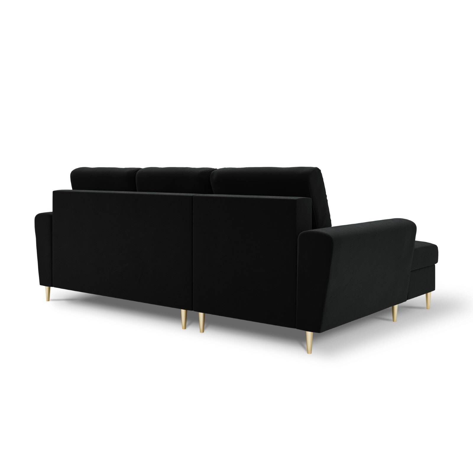 Canapé d'angle gauche convertible avec coffre de rangement "Kyoto" 4 places en velours noir