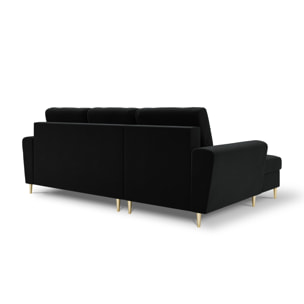 Canapé d'angle gauche convertible avec coffre de rangement "Kyoto" 4 places en velours noir