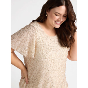Fiorella Rubino - T-shirt in jersey ricamato - Oro