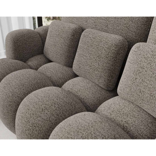 Dorian - Canapé droit 3 places bubble convertible avec coffre en tissu bouclette - Gris