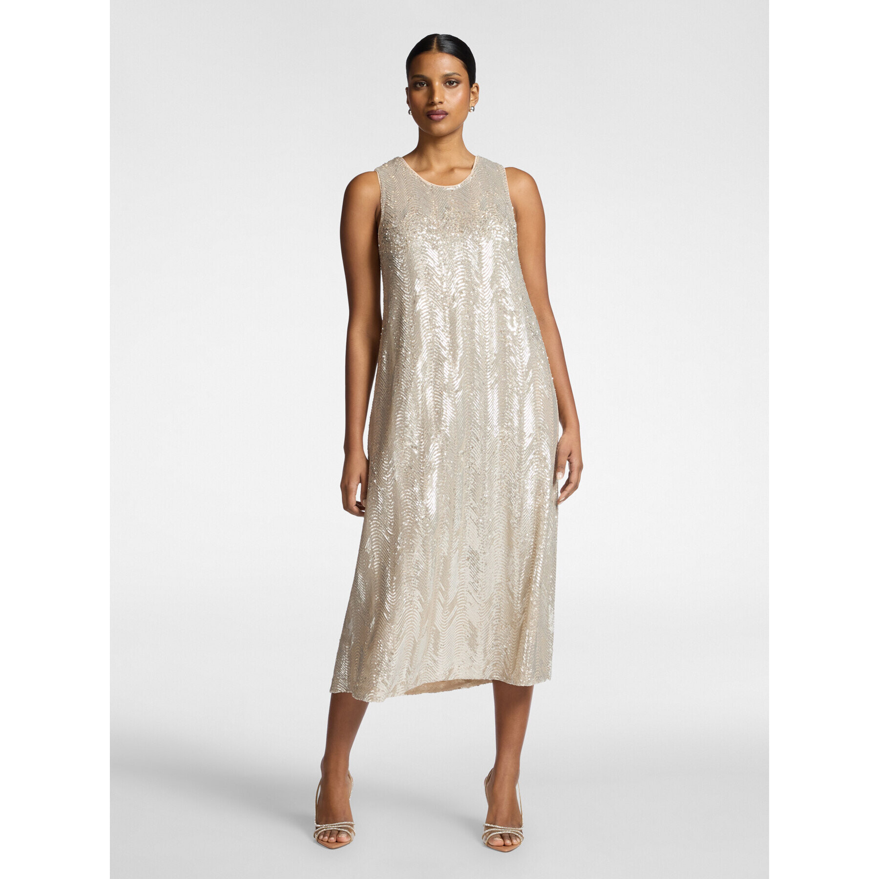 Elena Mirò - Abito in tulle con paillettes - Beige