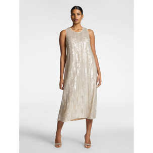 Elena Mirò - Abito in tulle con paillettes - Beige