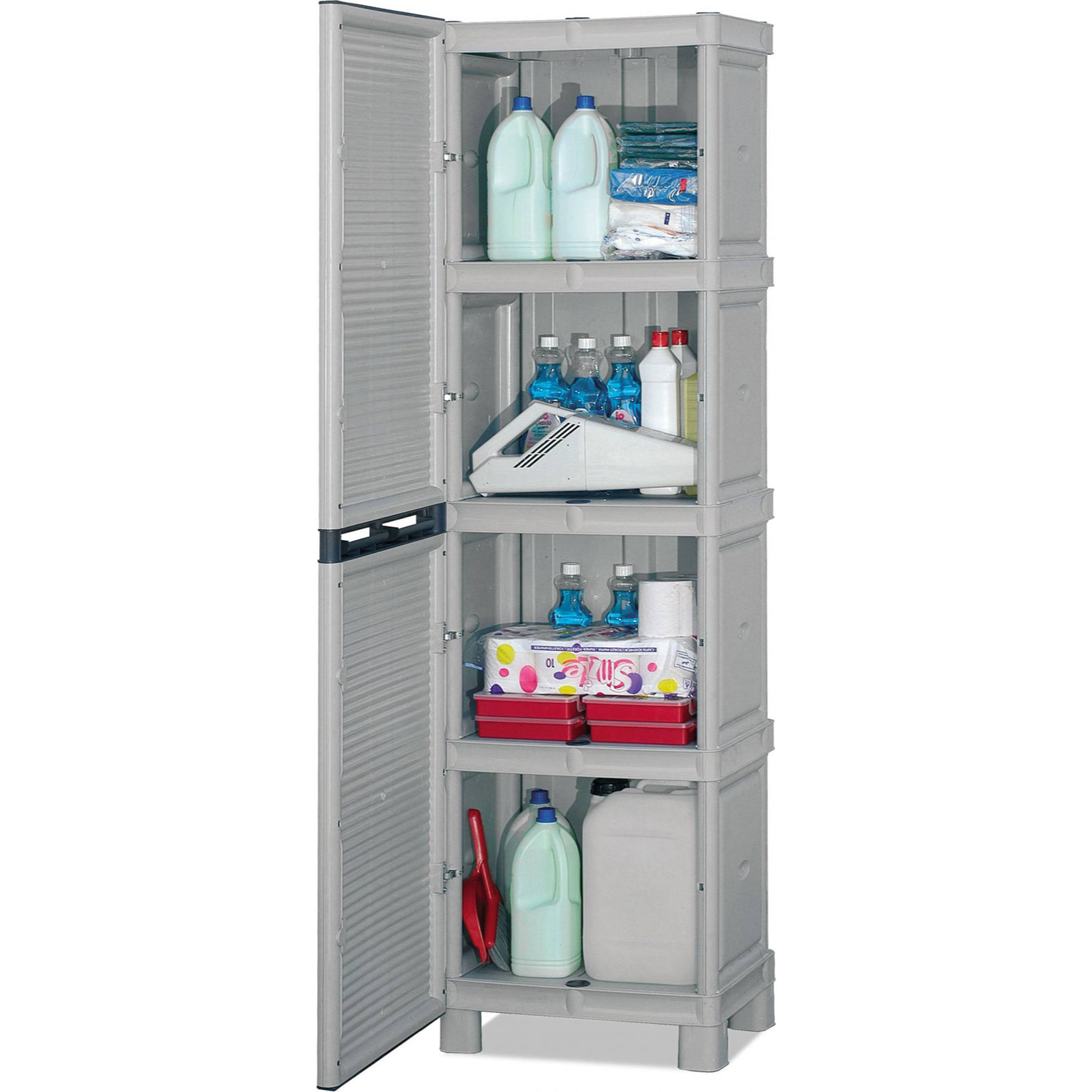 Armadio da esterno Allain, Mobile multiuso, Armadio per lavanderia, Armadietto outdoor, 100% Made in Italy, Grigio chiaro, 50x39h172 cm