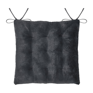 Galette de chaise imitation fourrure - Noir