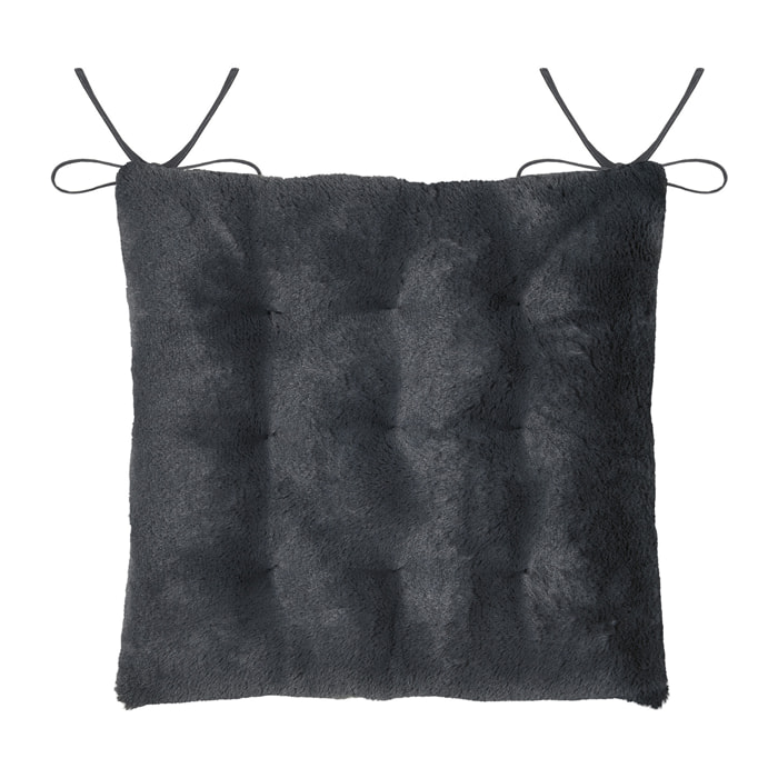 Galette de chaise imitation fourrure - Noir