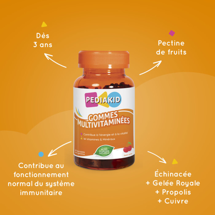 PEDIAKID - Box Rentrée des Classes - Traitement complet Balépou - Gommes multivitaminées, Sirop 22 vitamines & oligo-éléments - Forme & vitalité - Aide à prévenir les infestations de poux - Dès 3 ans