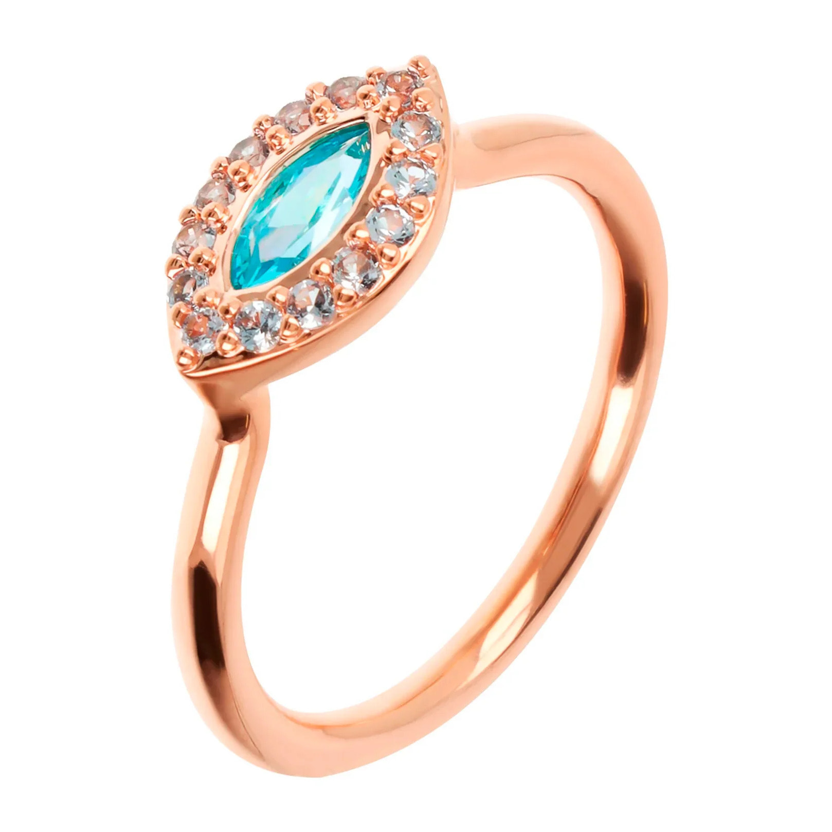 Anello Solitario Marquise con Cubic Zirconia Azzurra