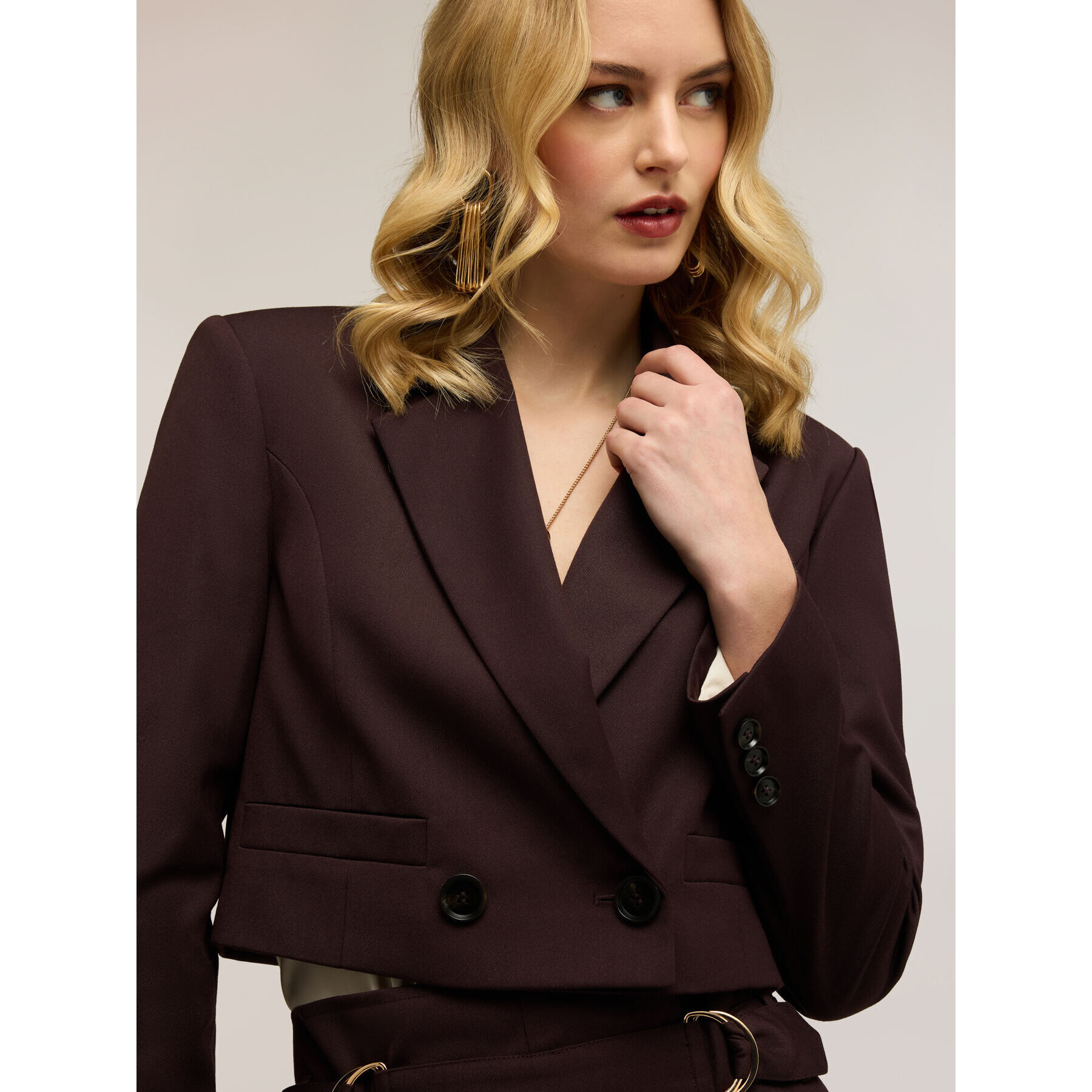 Motivi - Giacca spencer doppiopetto - Marrone