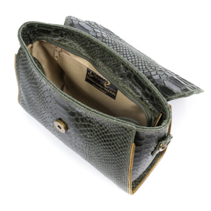 Mariola Borsa a tracolla Donna.Pelle autentica Camoscio Incisione Serpente