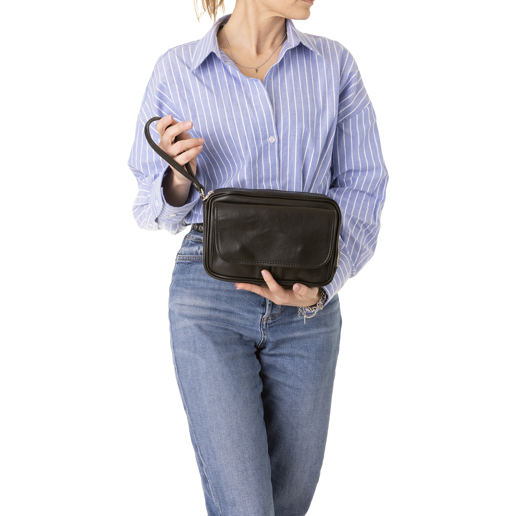 Pochette  unisex In Vera pelle Made in Italy 24x20x6 cm