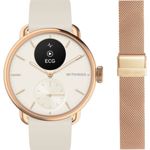 Montre santé WITHINGS ScanWatch 2 Rose Gold 38mm + bracelet milanese offert