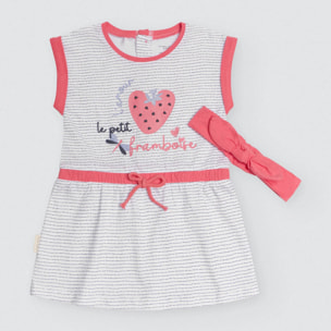 Vestito senza maniche per neonati color lampone e bandana
