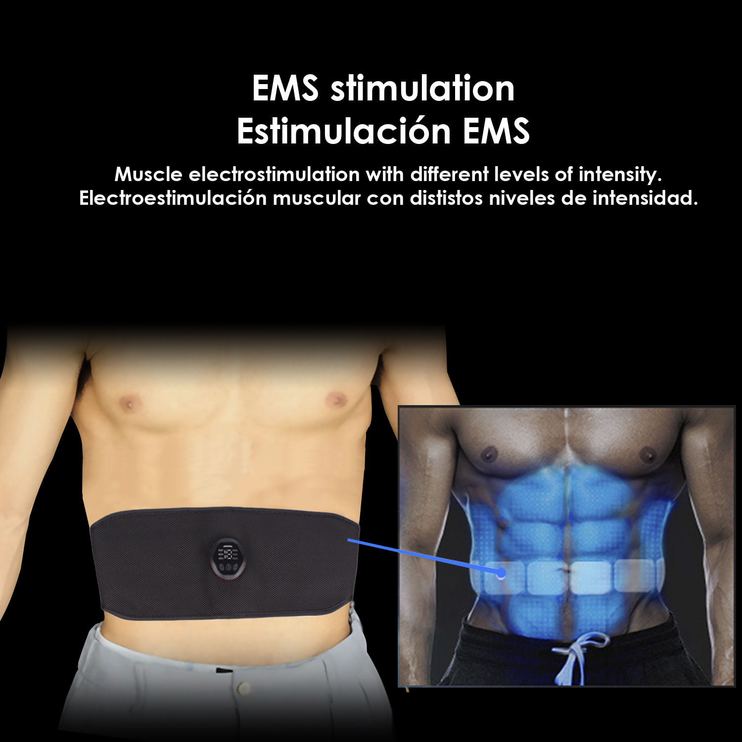 Stimolatore elettrico per vita e addome EMS Smart Fitness. Promuove la circolazione sanguigna.