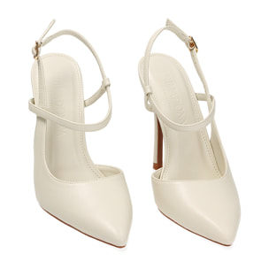 Décolleté slingback panna, tacco 10,5 cm