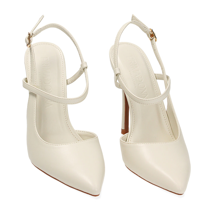 Décolleté slingback panna, tacco 10,5 cm