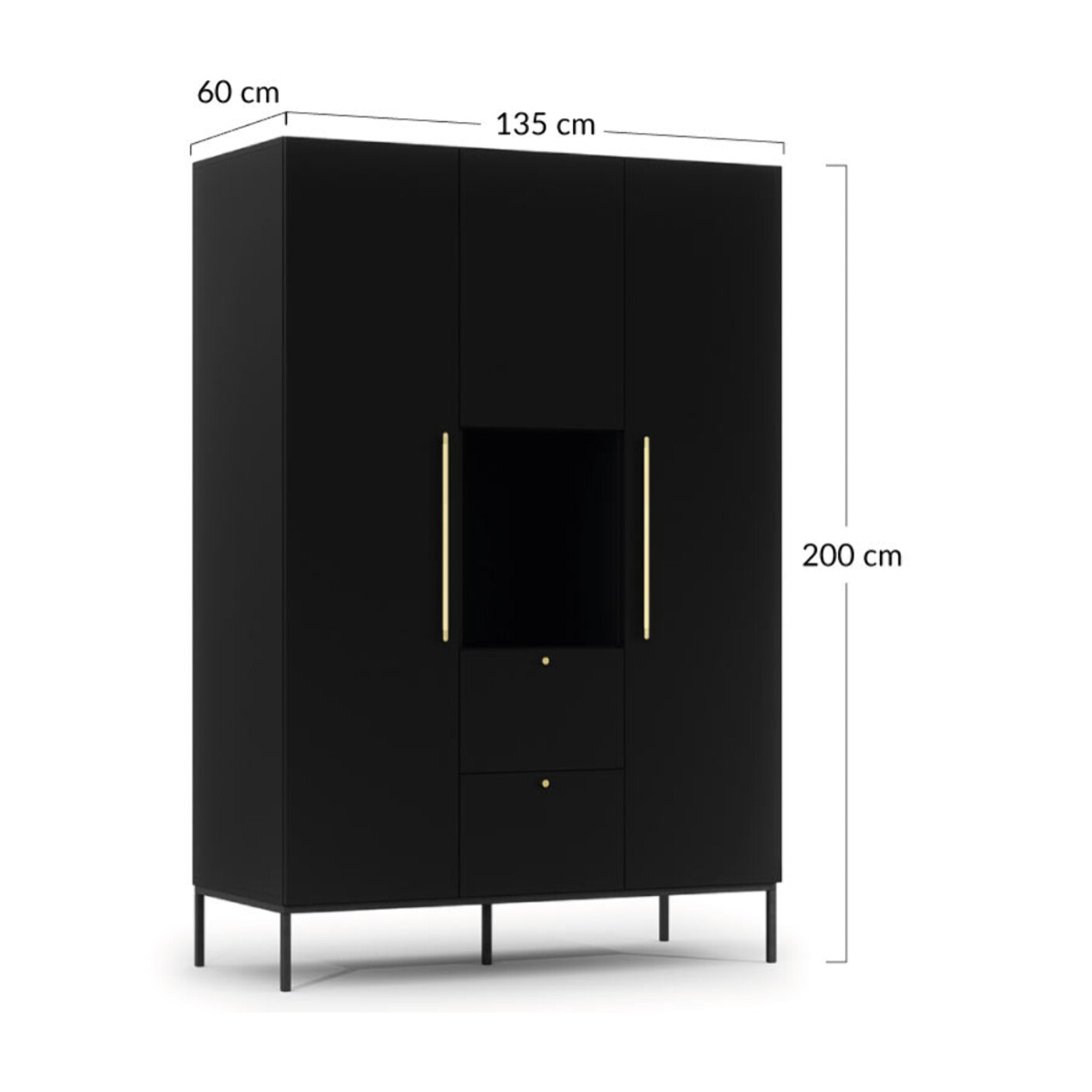Felicia - armoire - noir - 135x200 cm - Noir