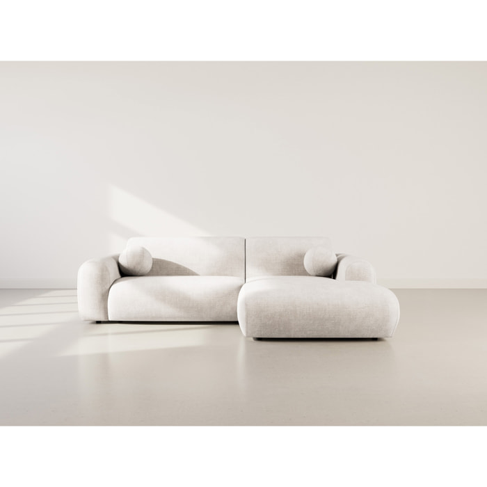Louise - Canapé d'angle droit 4 places en velours texturé - Beige