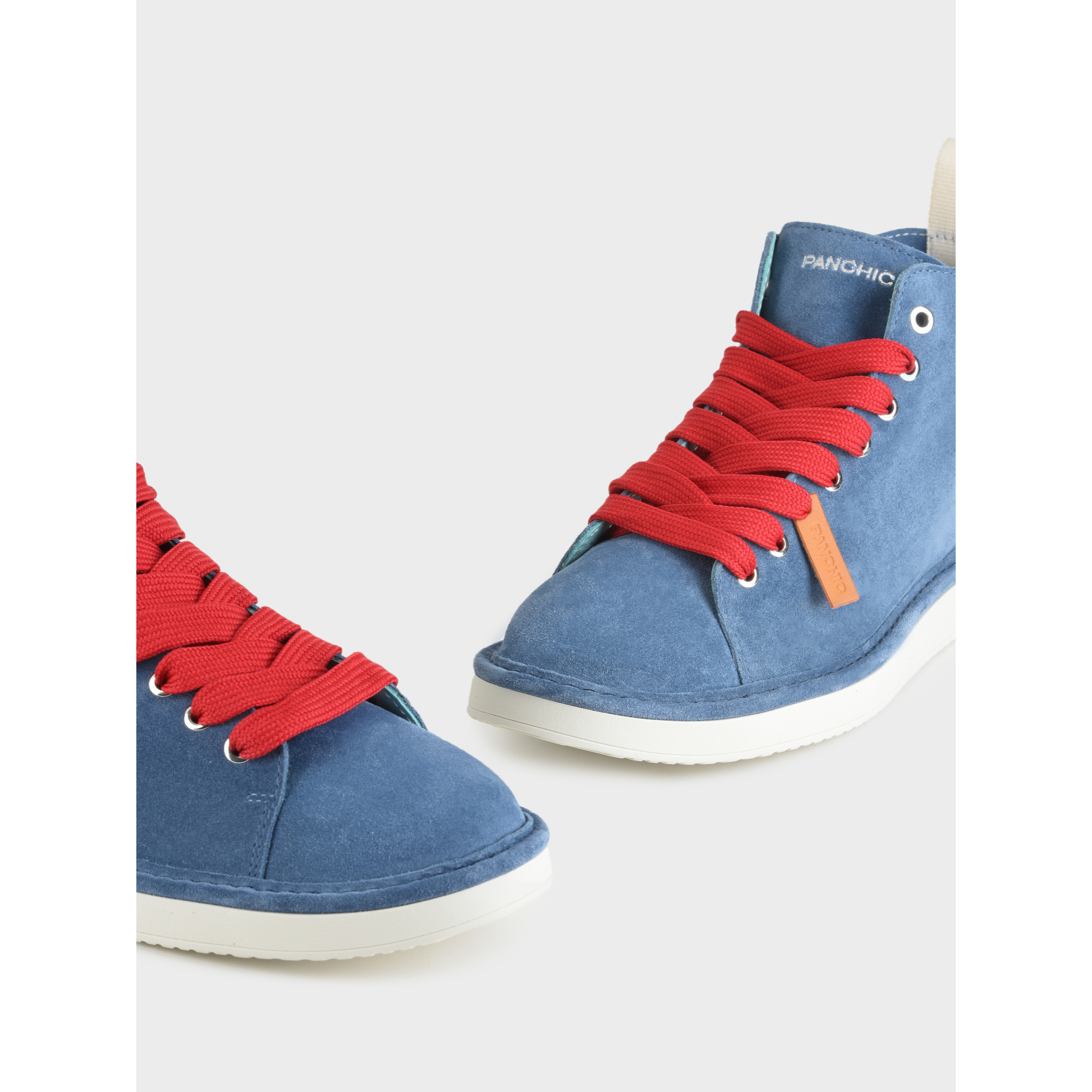 POLACCHINO P01 UOMO IN SUEDE BLUE-ROSSO