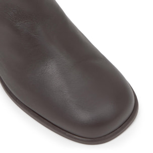 Botín de tacón Nona en cuero y lona sin cierre