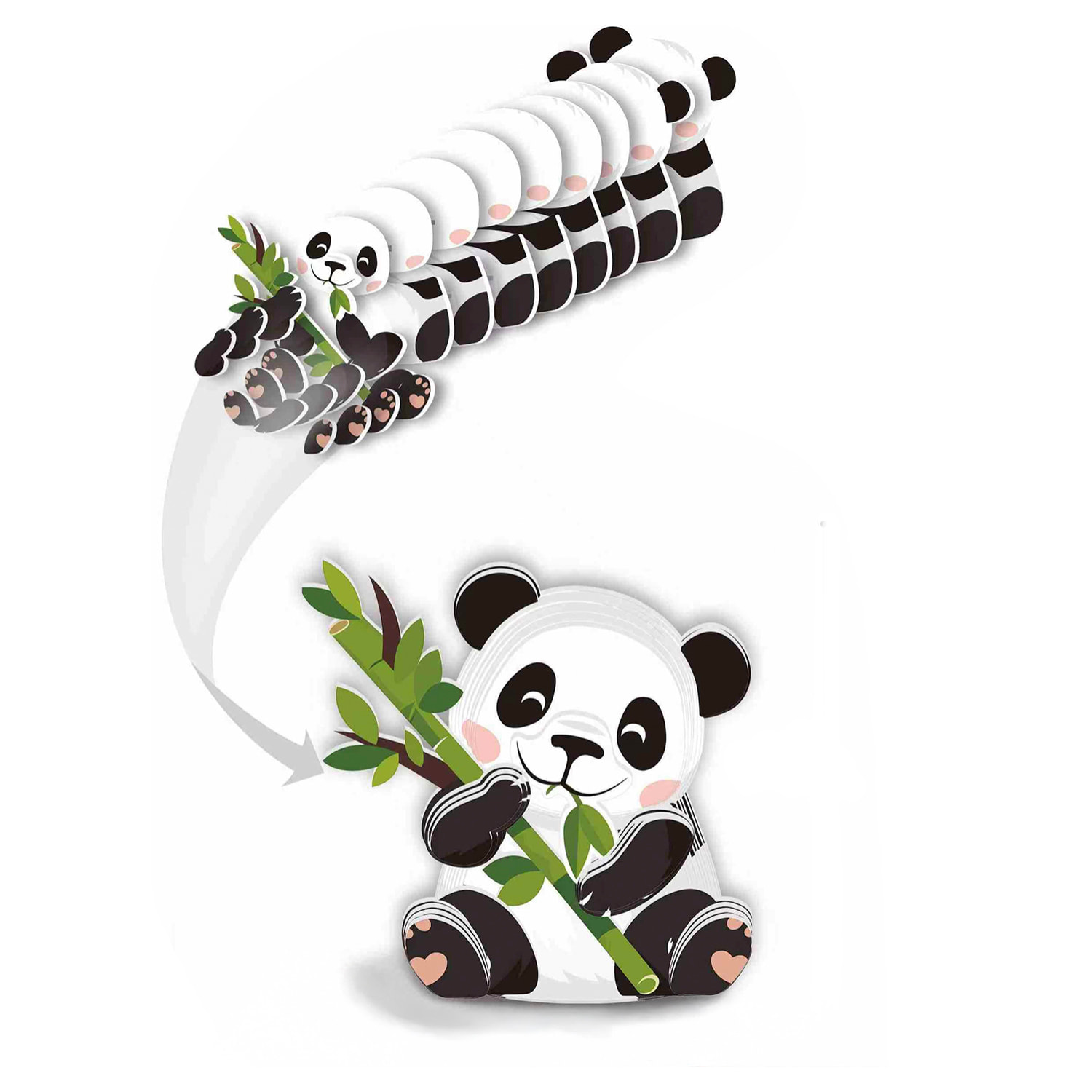 Puzle 3D de cartón con relieve. Diseño de Oso panda.