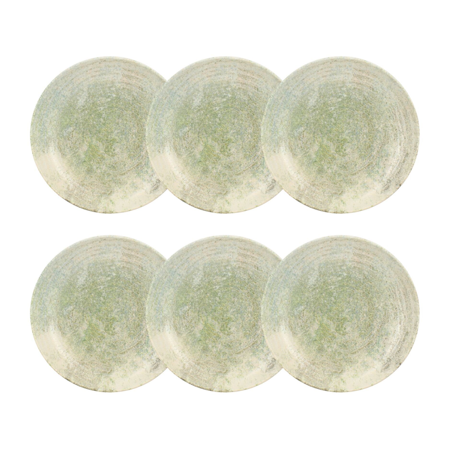 Lot de 6 assiettes creuses en porcelaine verte 21cm NATURA