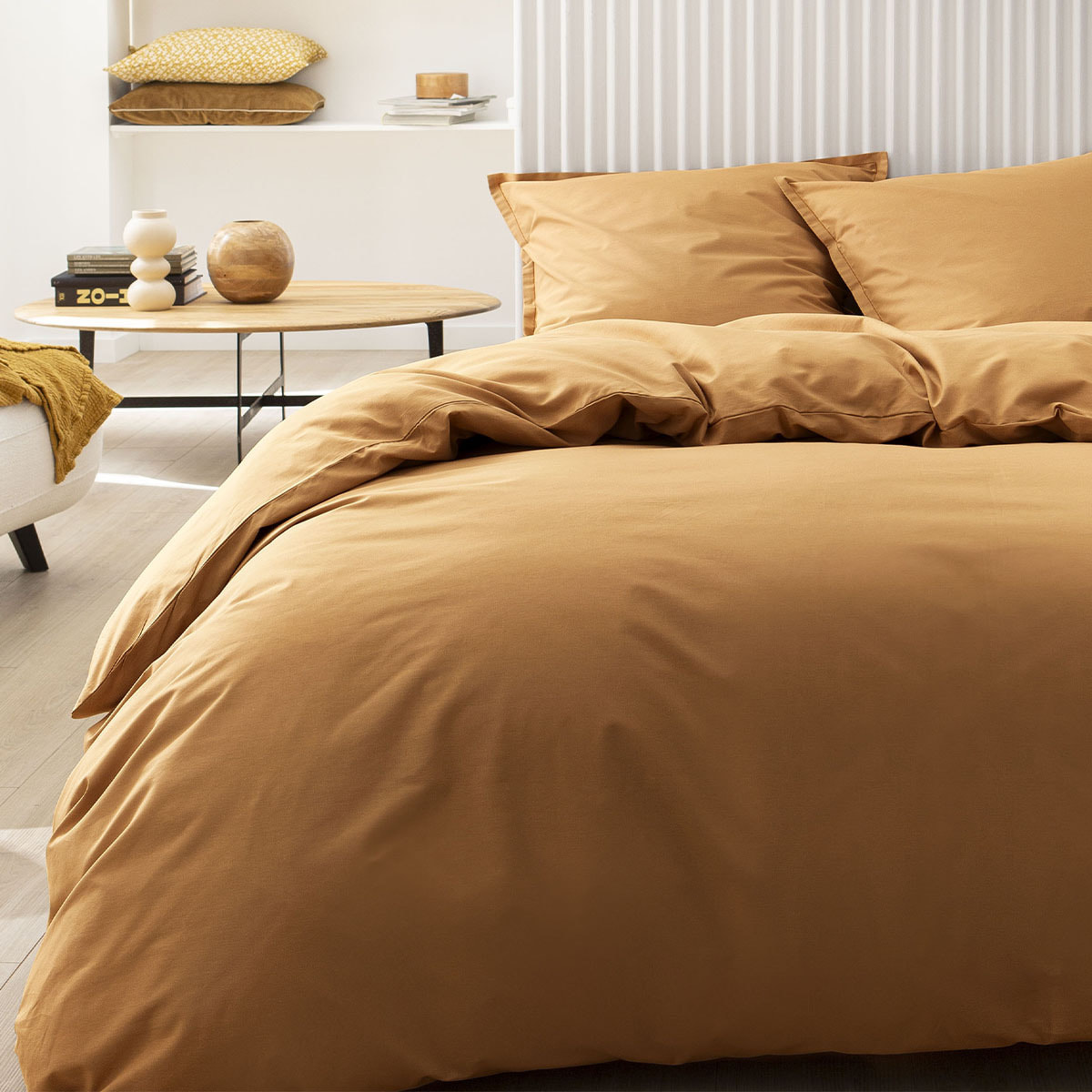 Housse de couette unie en coton, Made in France, TOUT DOUX , Ambre