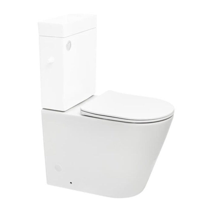Brevis cuvette WC à poser sans bride en céramique – compatible PMR – blanc - réservoir non fourni - ATBRE34M)