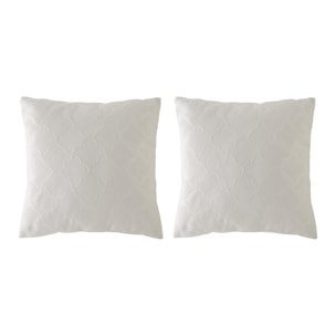 Lot de 2 housses de coussin jacquard DORYA-B 50x50 cm écru