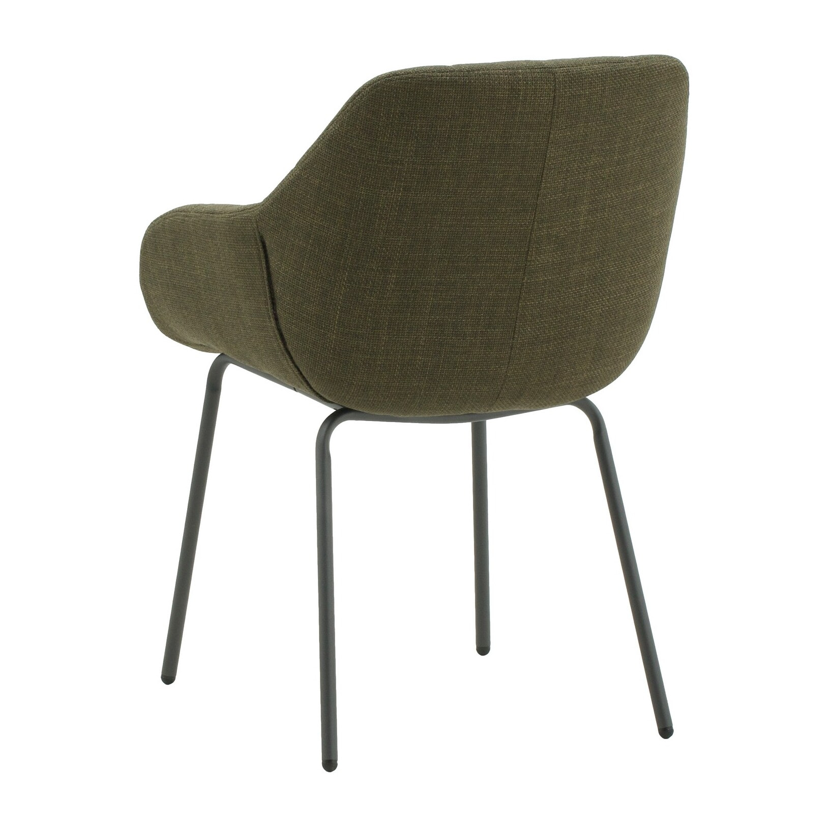 Set di 4 poltroncine SMICHOV in tessuto verde scuro e gambe in metallo nero, con braccioli
