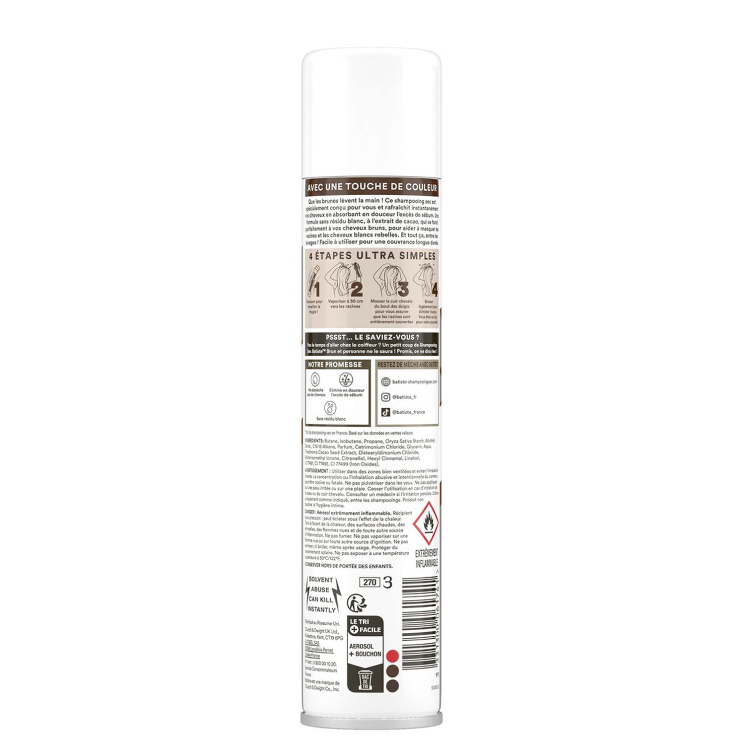 Shampooing Sec Coloré - Se Fond à Votre Couleur de Cheveux