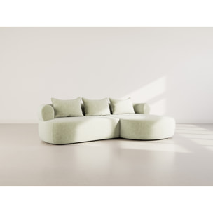 Angela - canapé d'angle droit 4 places en velours texturé - Vert sauge