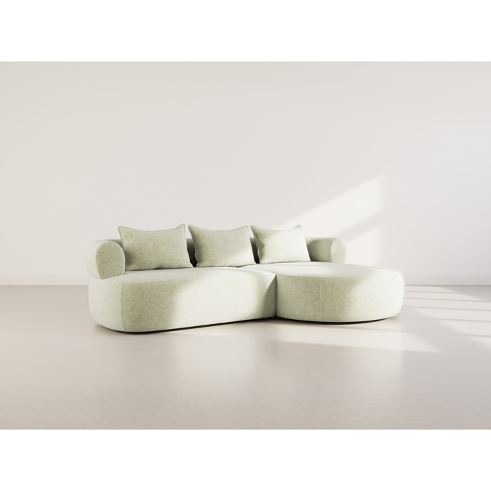 Angela - canapé d'angle droit 4 places en velours texturé - Vert sauge