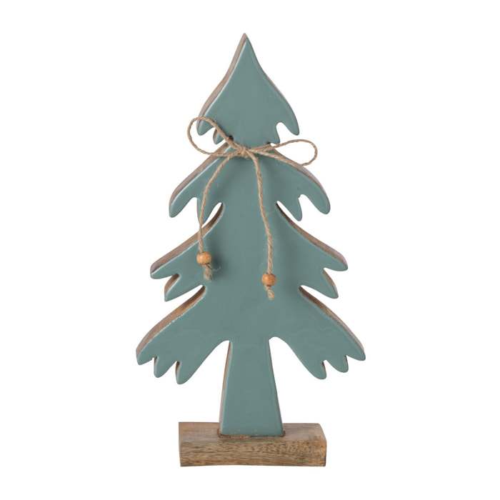 J-Line Pin nœud - bois de manguier - naturel/turquoise - small