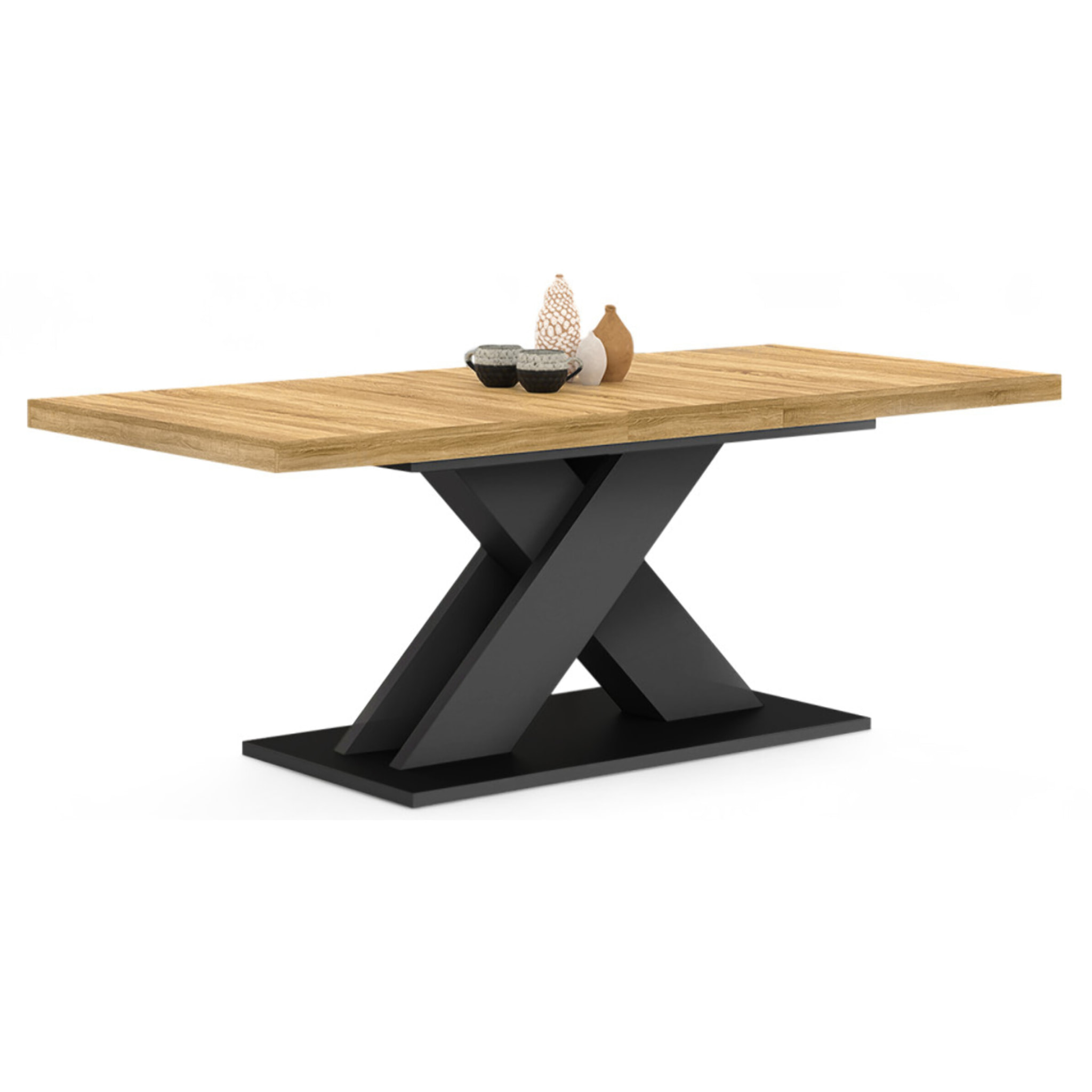 Table à manger extensible Alexia - Bois - Noir