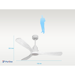 Ventilador de techo Modo Invierno/Verano Termostato Dimable Wifi Motor DC Techos Inclinados Mando a Distancia Luz tres tonos Hypersilence Memoria Vendible Shopify (AUTOMATICO) NusaD132C04LED66876 PURLINE