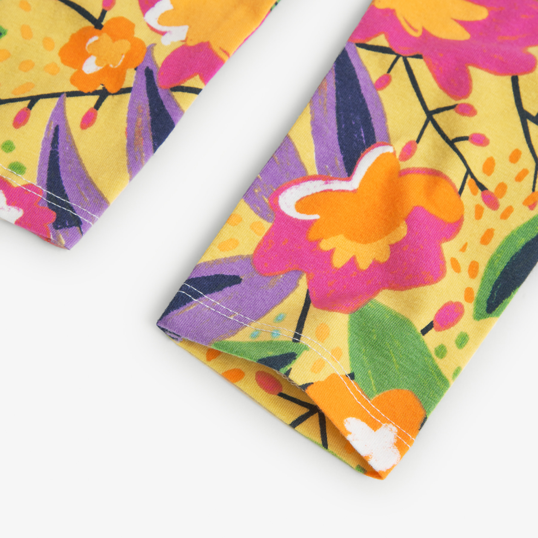 Leggings elásticos niña estampados, flores, amarillo