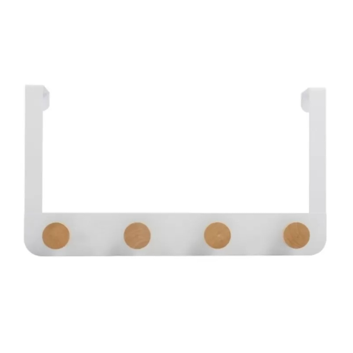 Porte manteaux 4 crochets NAYA Blanc & Bambou MSV