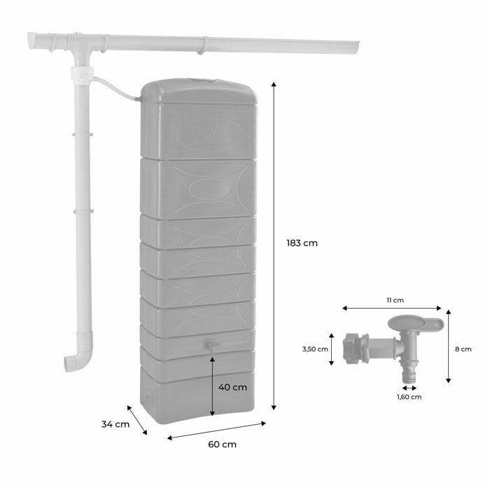 Récupérateur à eau cubique 1000 L beige : Récupérateurs à eau BELLIJARDIN  jardin - botanic®