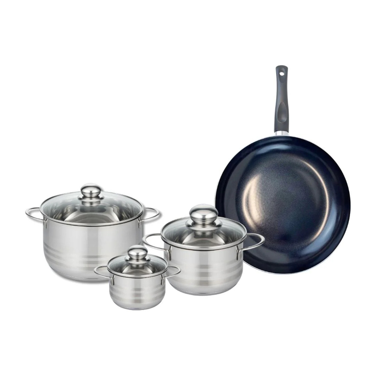 Ensemble de 1 Poêle de cuisson 28 cm et 3 faitouts 12, 16 et 20 cm Elo Prima Brillant