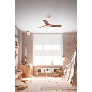 HEYWOOD S LED Ventilateur blanc/bois foncé DC