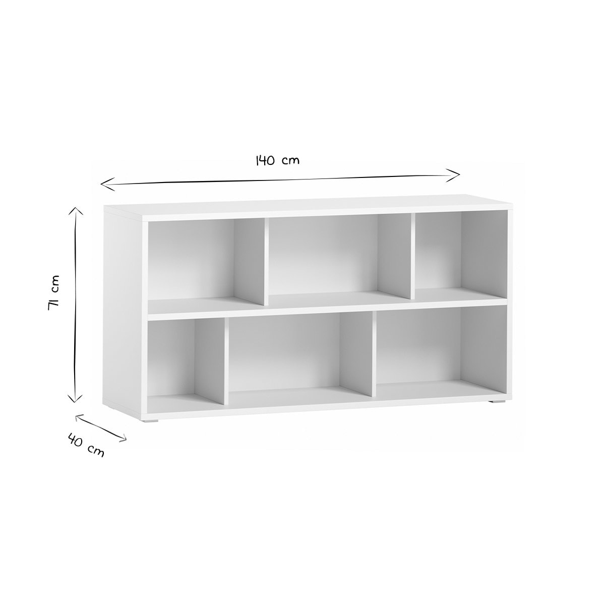 Bibliothèque basse finition bois blanc L140 cm EPURE